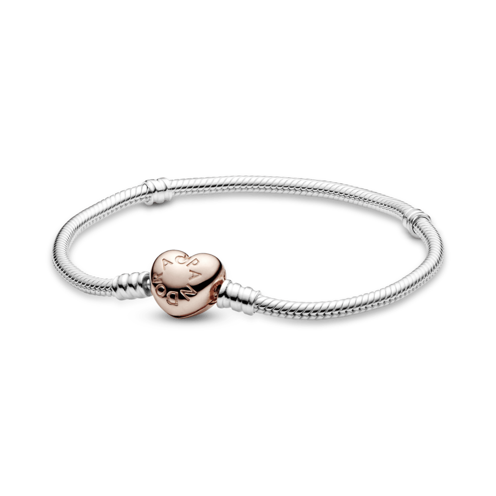 Bracelete rose fecho de coração - Pandora