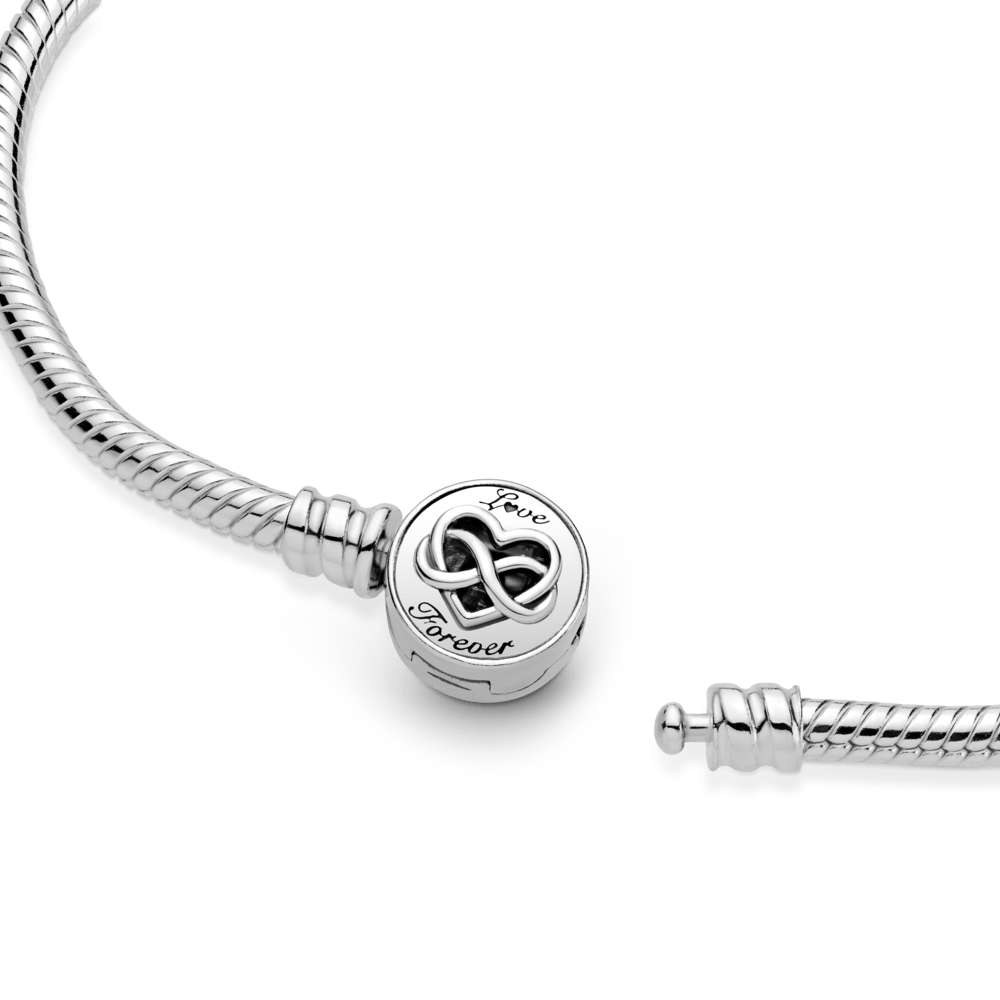 Bracelete Em Trama Pandora Moments Com Fecho Infinito De Coracao